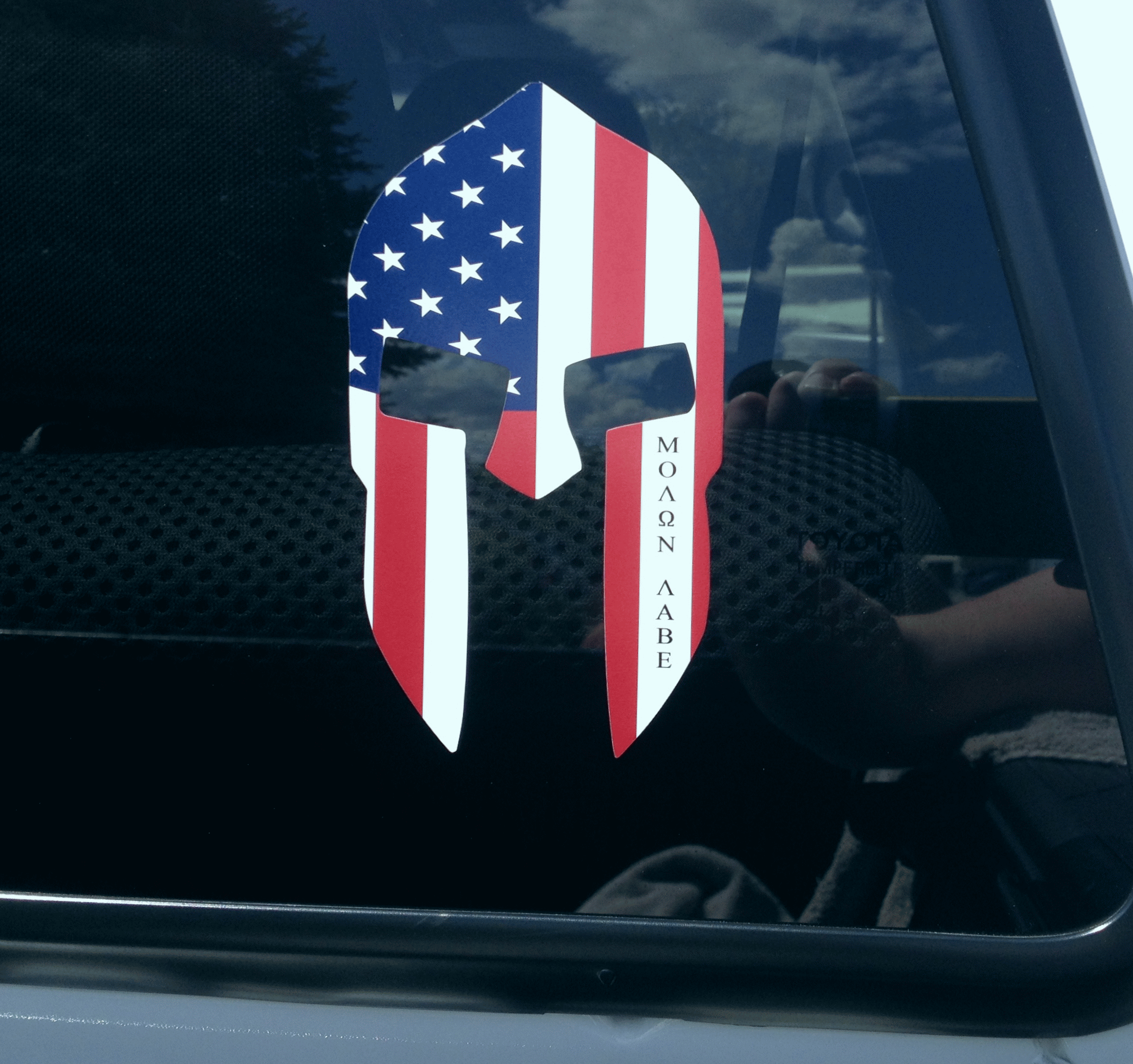 Buy Molon Labe 4" spartan helmet american flag decal sticker MATTE
